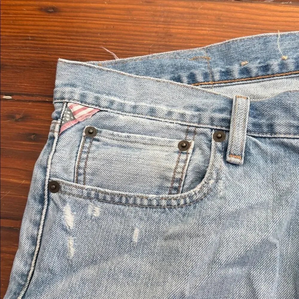 Denim & Supply Ralph Lauren grunge distressed denim jean cutoff shorts sz 32